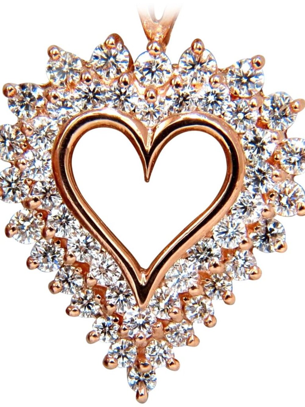 2.50ct diamonds open heart necklace 14kt g/vs 20 inch*